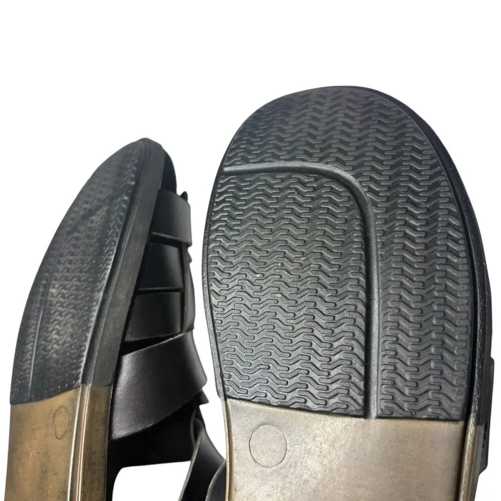 Mezlan Fisherman’s Sandals Leather Shoes Black Men’s Sz 7.5 Summer Made In Spain